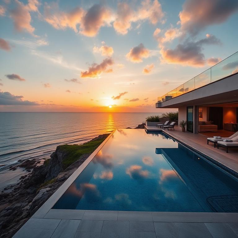 Coastal retreat at golden hour